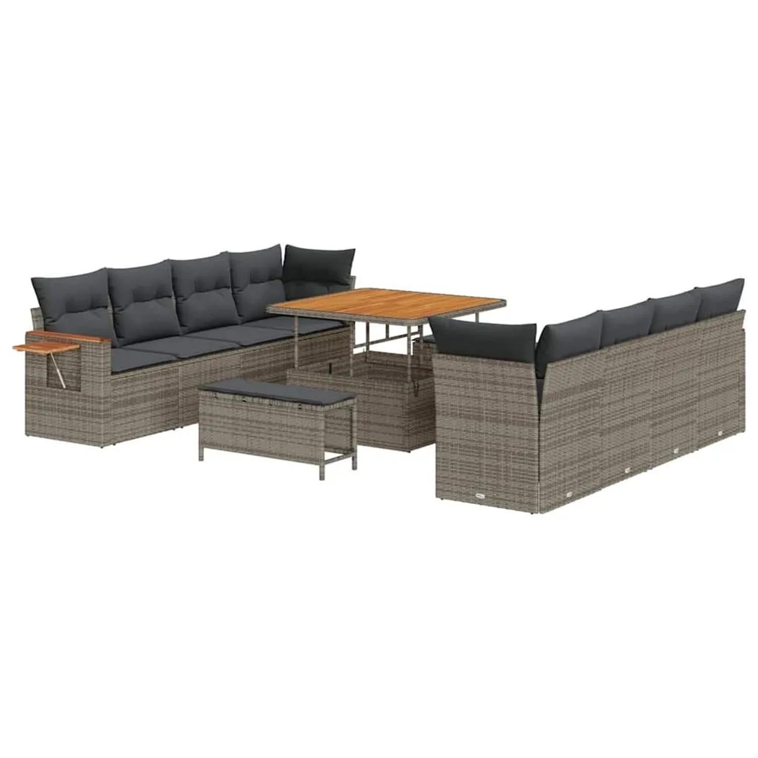 vidaXL Gartensofa-Set mit Kissen 11 Stk Grau 3363158