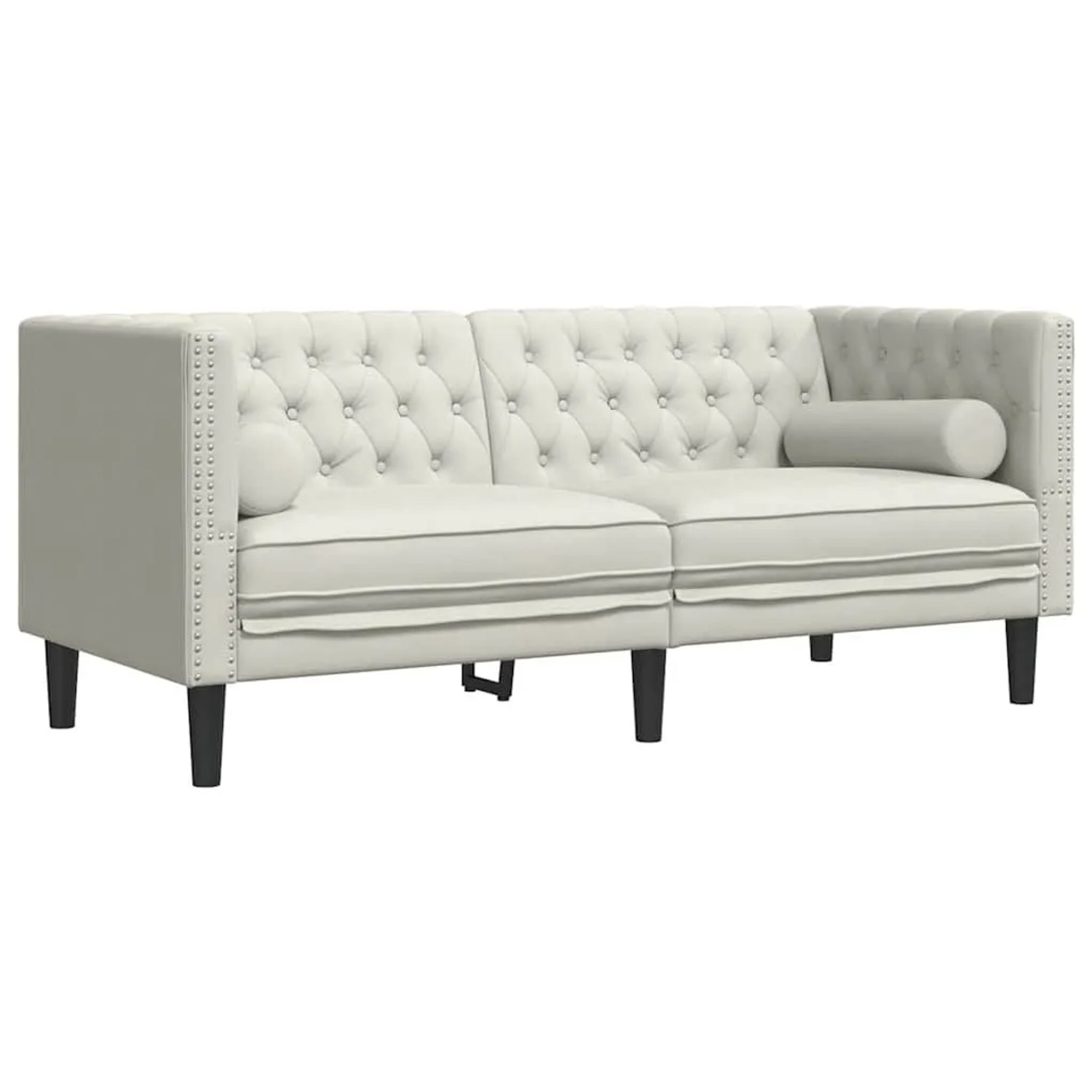 vidaXL Chesterfield-Sofa mit Nackenrollen 2-Sitzer Creme Samt 372690