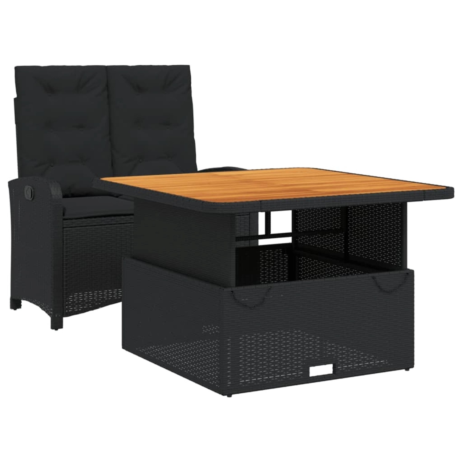 vidaXL 2-Tlg Garten-Essgruppe mit Kissen Schwarz Poly Rattan 3277331 günstig online kaufen