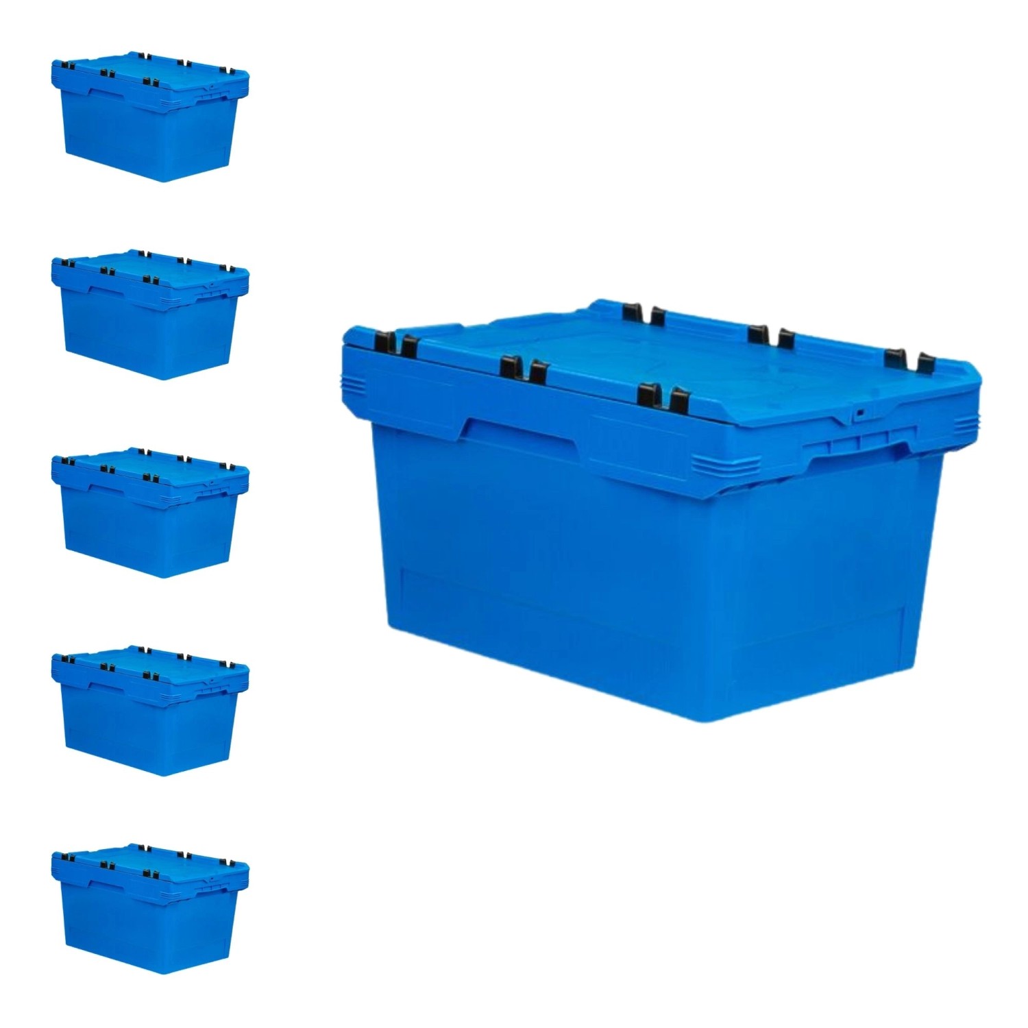 PROREGAL Mega Deal 6x Conical Mehrweg-Stapelbehälter mit Krokodildeckel Blau HxBxT 34,9 x 41 x 61cm 58 Liter Lagerbox  Eurobox  Transportbox_4