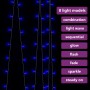Blauer LED-Lichtervorhang 3x3m mit 300 LEDs und 8 Lichtfunktionen. Ideal für Weihnachtsdekoration.