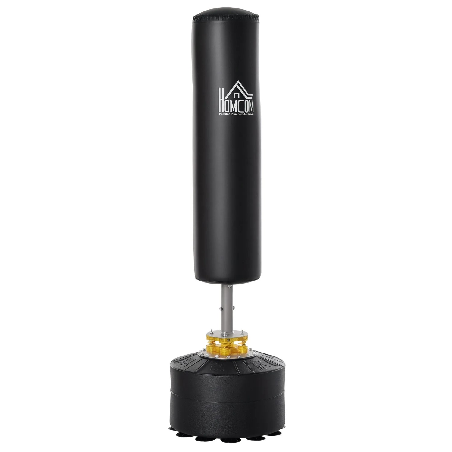 Image of HOMCOM Standboxsack Freistehender Boxsack Stahl PU HDPE Schwarz Ø50 x 170H cm
