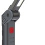 Klappbare, aufladbare LED Arbeitsleuchte in Schwarz-Grau mit 300 Lumen für Werkstatt und Baustelle.
