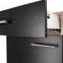 Respekta Unterschrank Merle, 50 cm, Schwarz, mit Schublade und Metallgriffen.