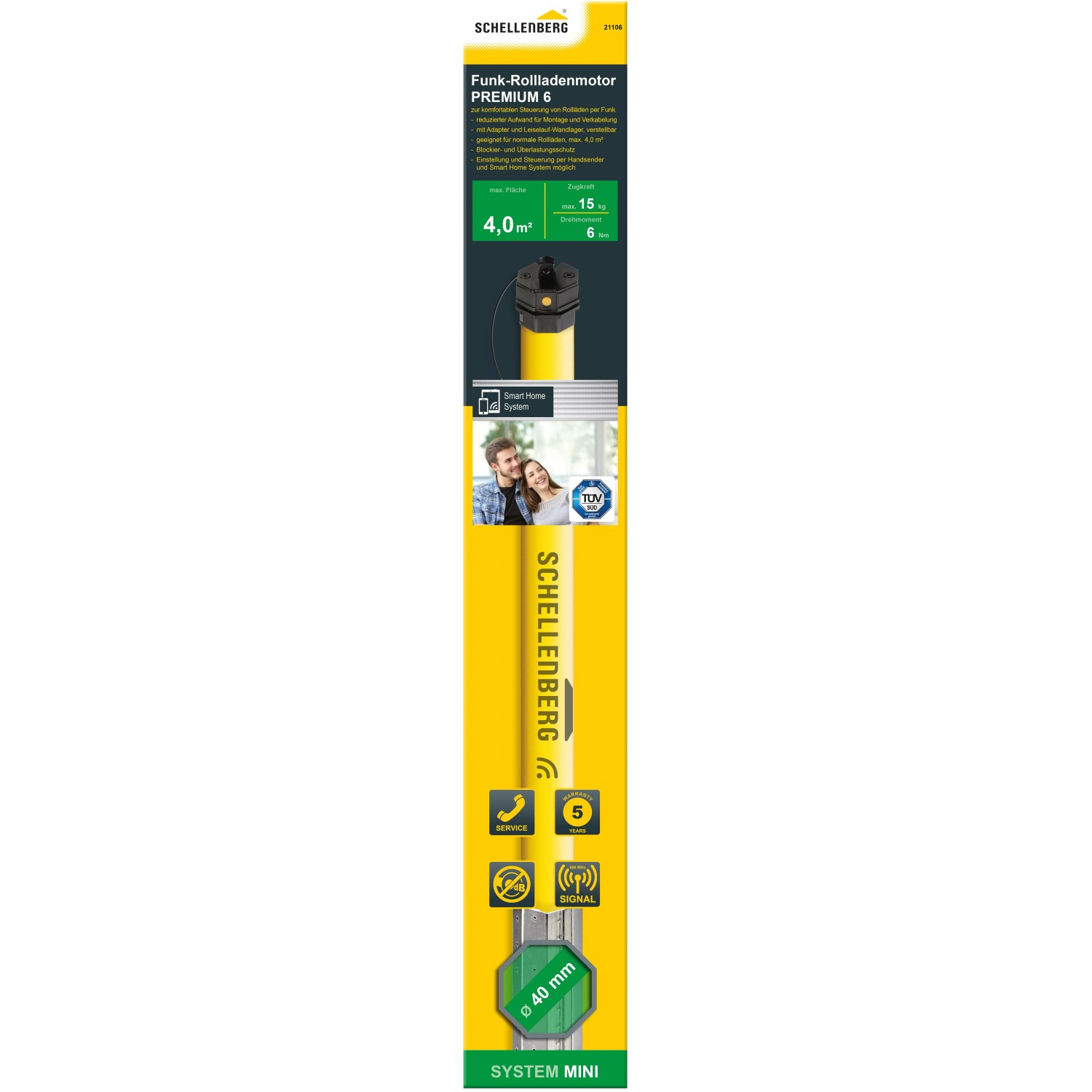 Schellenberg Funk-Rolladenmotor Mini Premium 6 Nm für Rollladen bis 4 m².