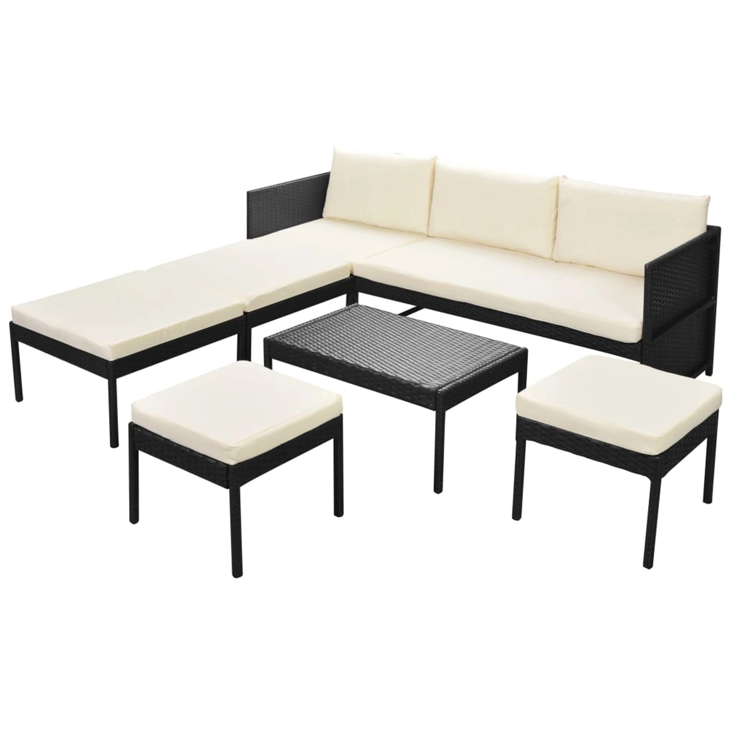 6-tlg. Garten-lounge-set Mit Auflagen Poly Rattan Schwarz günstig online kaufen