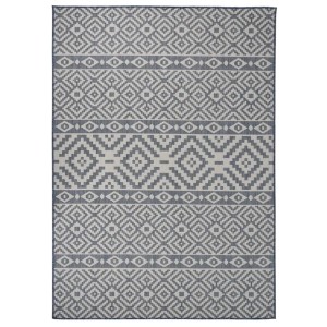 vidaXL Outdoor-Teppich Flachgewebe 120x170 cm Blau Gestreift 340837