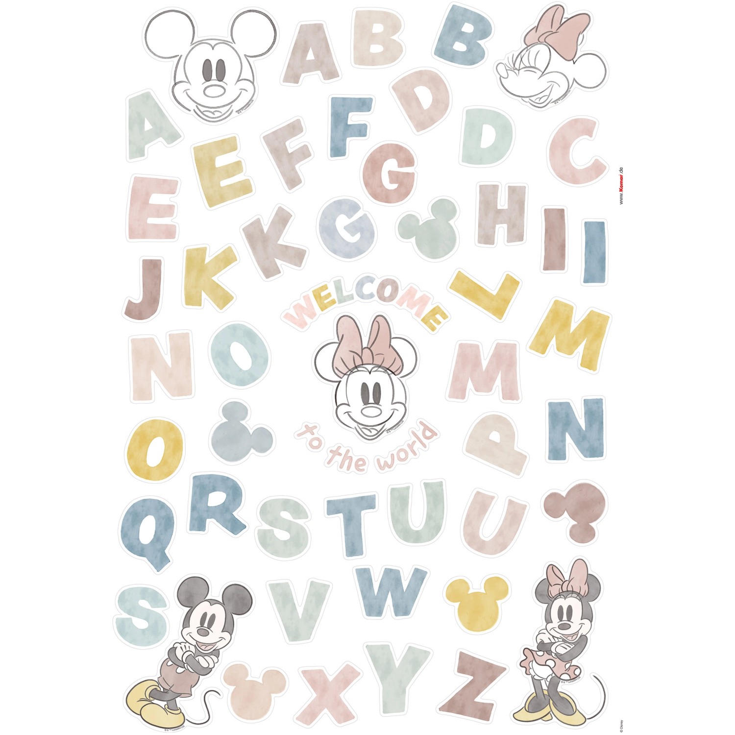 Komar Deko-Sticker Mickey Alphabet 50 x 70 cm gerollt