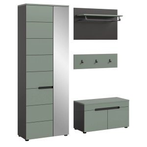 Inn.Furn Garderoben-Set 4-teilig in Salbei und Grau 160 cm Cooper