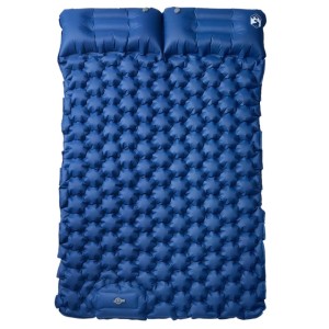 Marineblaue vidaXL Doppel-Isomatte mit Kissen, selbstaufblasend für Camping & Outdoor.