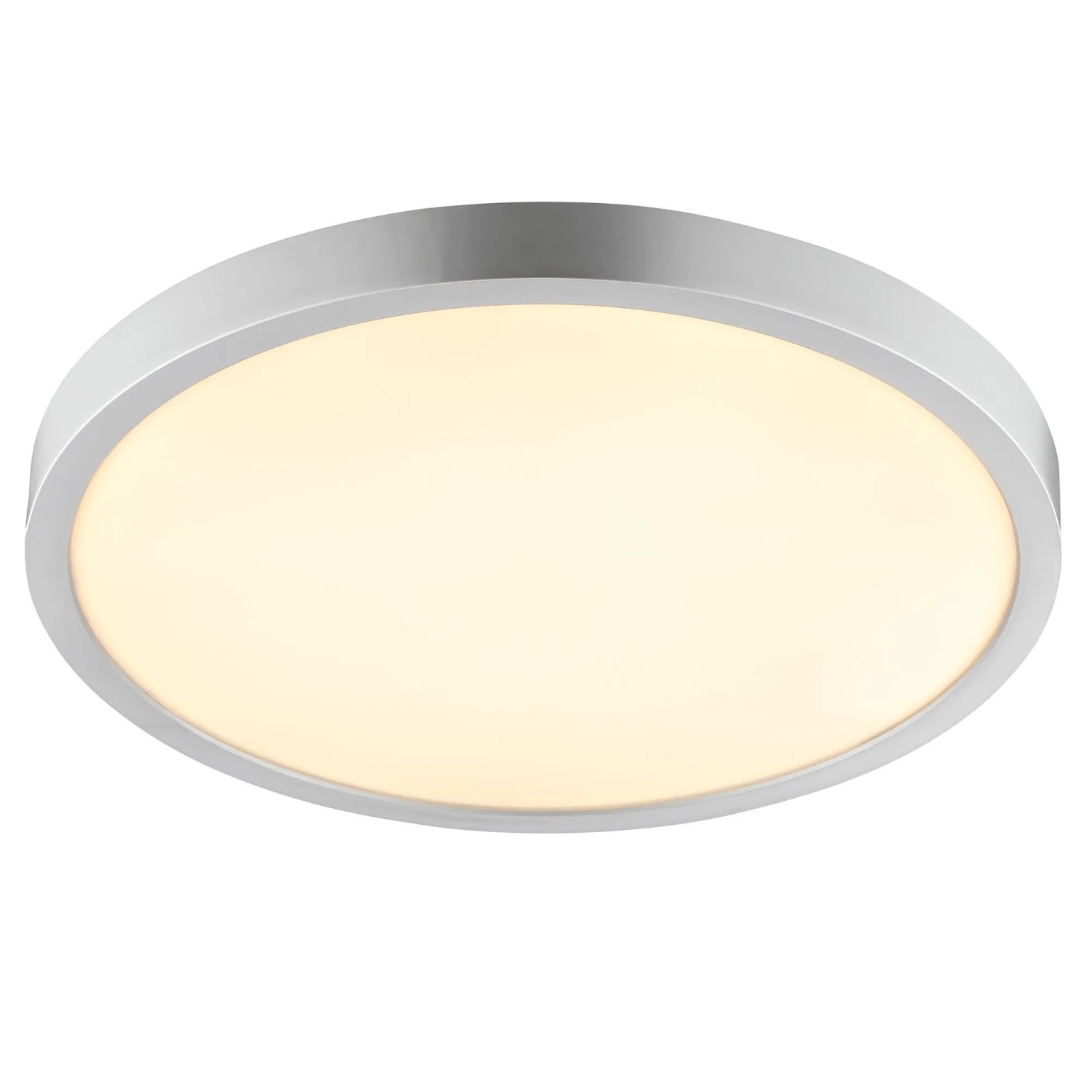 Runde Brilliant LED Deckenleuchte Jade in Silber, leuchtet hell. Flache LED-Lampe für moderne Raumbeleuchtung.