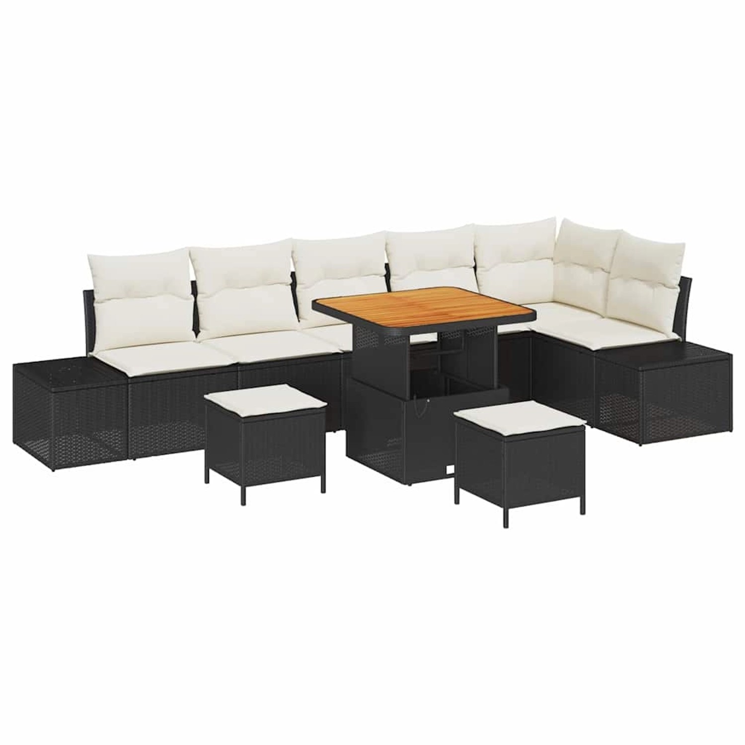 vidaXL Garten-Sofa-Set mit Kissen 9-Tlg Schwarz Poly Rattan 3362800 günstig online kaufen
