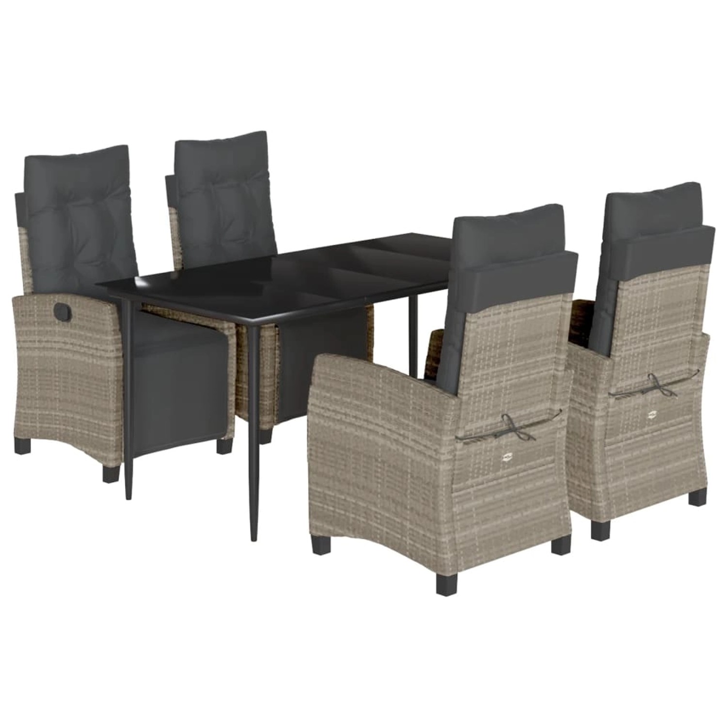 vidaXL 5-Tlg Garten-Essgruppe mit Kissen Hellgrau Poly Rattan 3213033 günstig online kaufen