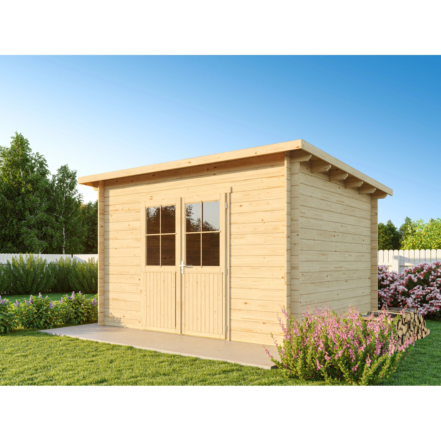Fjordholz Pultdach Gartenhaus Modell Ezra 4D Grau Imprägniert günstig online kaufen