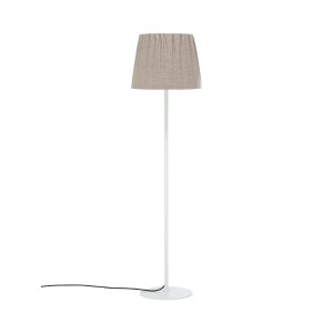 PR Home Agnar Outdoor Stehlampe, brauner Textilschirm, IP44, für Terrasse & Balkon.