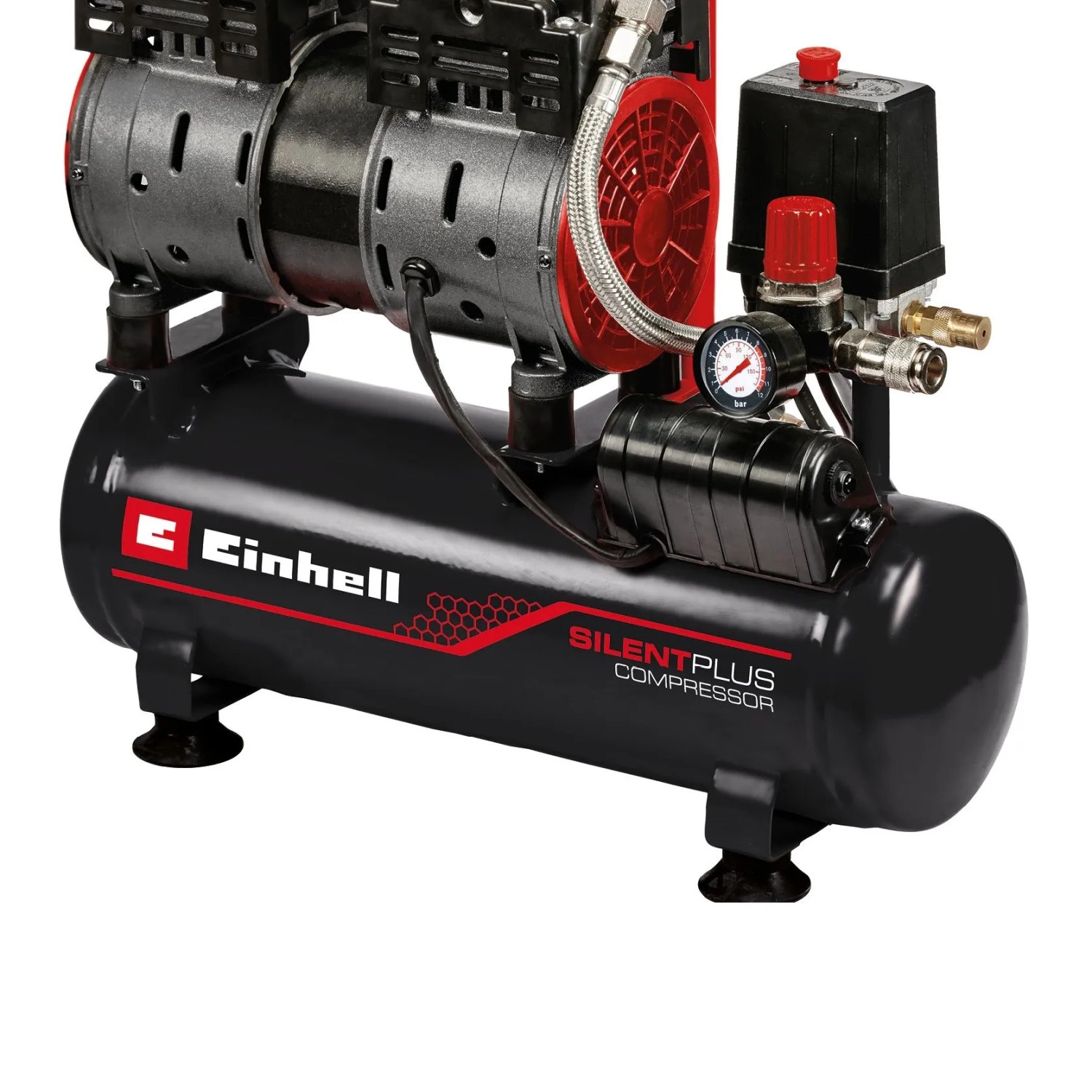 Einhell Kompressor TE-AC 6 Silent: Leiser, ölfreier Kompressor mit Manometer und Druckminderer.