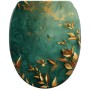 SANILO WC-Sitz Greego mit Absenkautomatik, grünes Design mit goldenen Blättern.