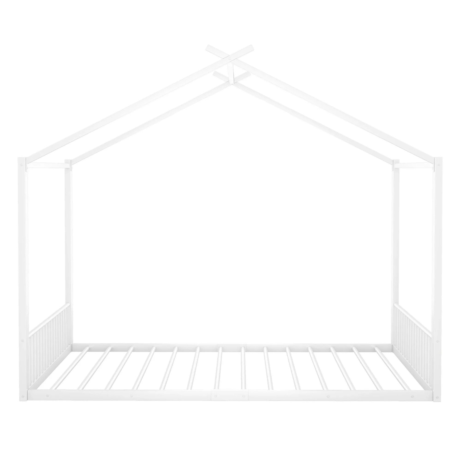 okwish Eisenrahmenbett 140×200 Kinderbett Hausleiste ohne Matratze