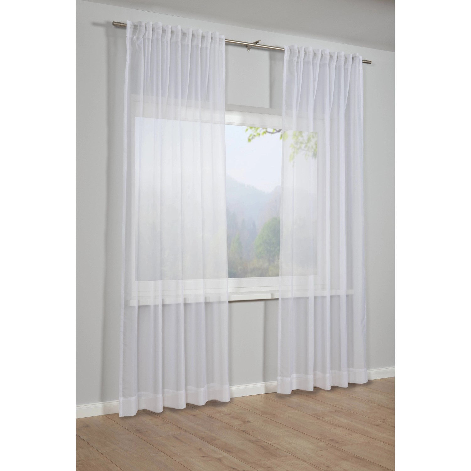 Bennetti Schal mit Gardinenband Voile Weiß 140 x 245 cm günstig online kaufen