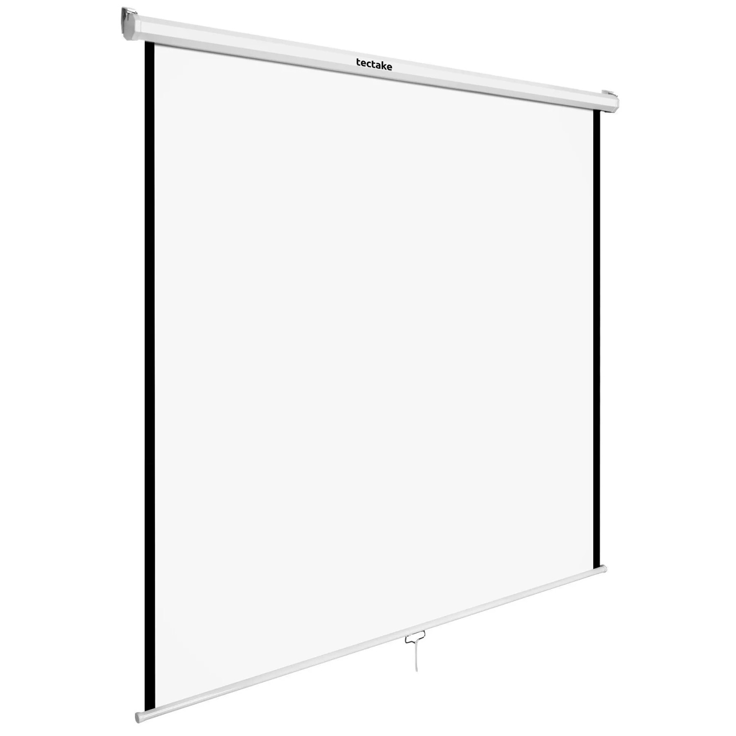 Tectake Beamer Leinwand  Ausziehbar Für Wand  und Deckenmontage 152 x 152 cm 152 x 152 x 7 cm Weiß