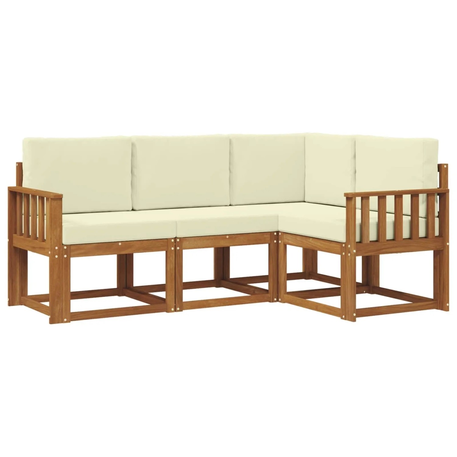 vidaXL Outdoor-Sofagarnitur mit Kissen 4 Stk Natur und Creme 3366318