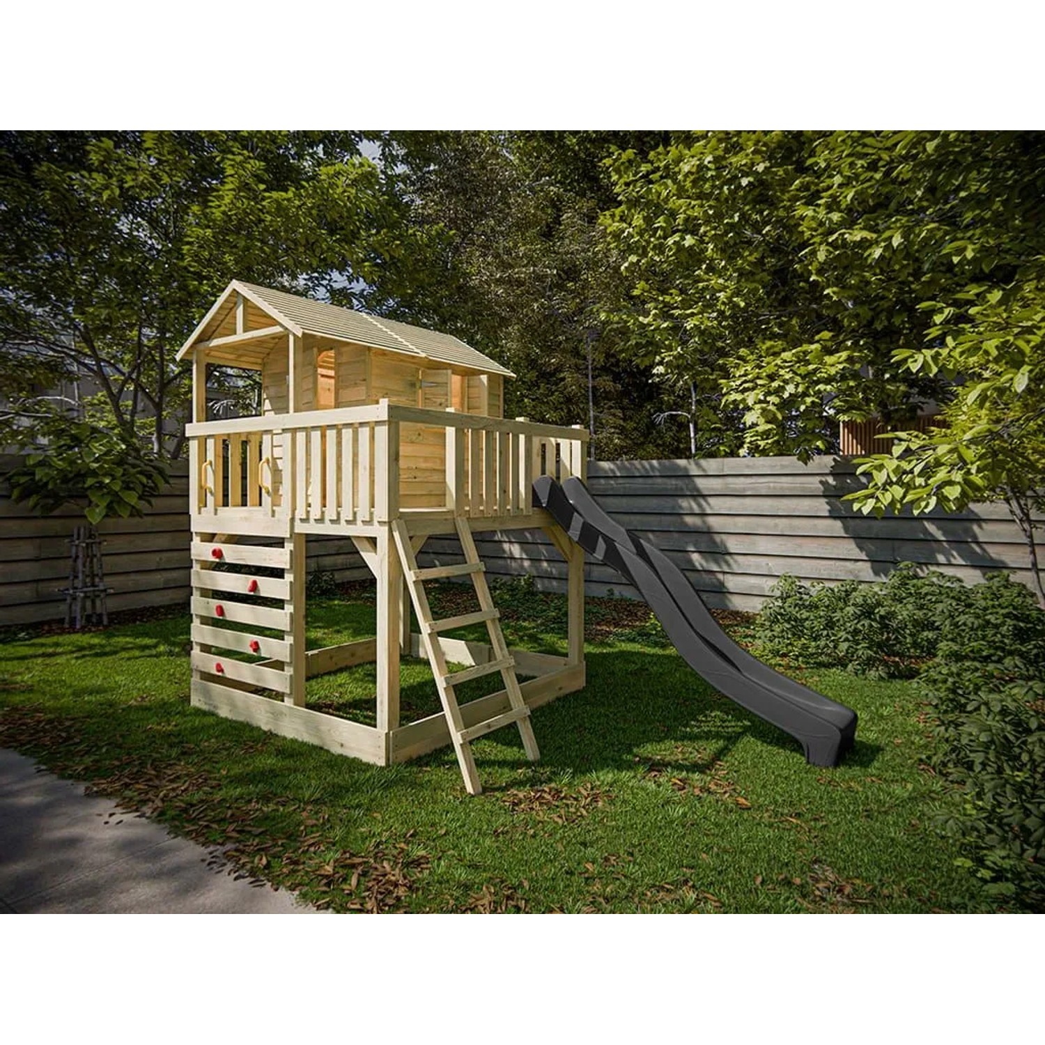 Belladoor Stelzenhaus Noah Kesseldruckimprägniert Inklusive Rutsche Grau