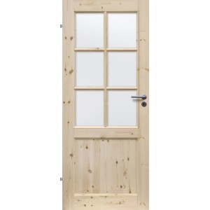 Radex Landhaus Zimmertür Kiefer, Glas Satin, links, 610x1985 mm.