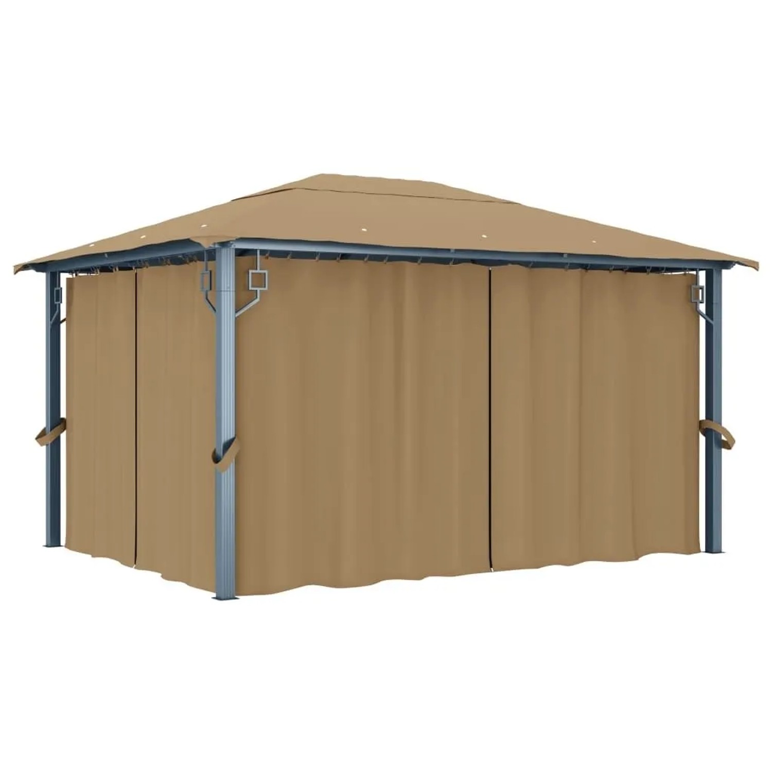 vidaXL Pavillon mit Vorhang 400x300 cm Taupe Aluminium 313894