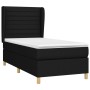 Schwarzes vidaXL Boxspringbett (90x190 cm) mit Matratze und Kopfteil.