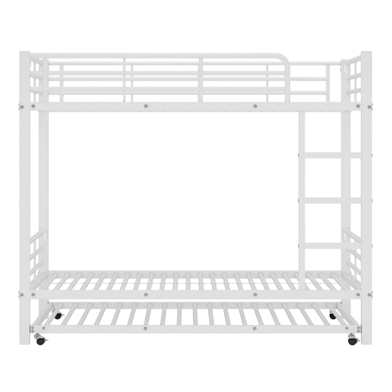 okwish Etagenbett 90×200 Eisenbett mit Ausziehbett und Vier Seitengitter ohne Matratze