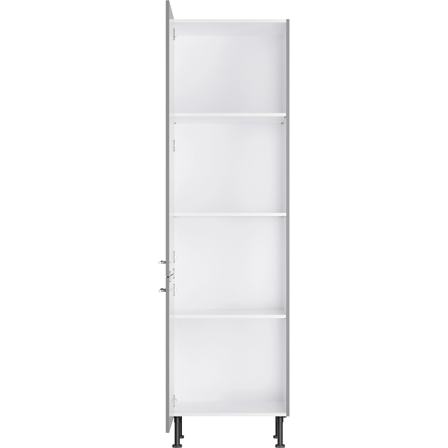 Optifit Hochschrank Mats825, basaltgrau, 60x212 cm, mit offenen Regalböden. Vorratsschrank für Küche.
