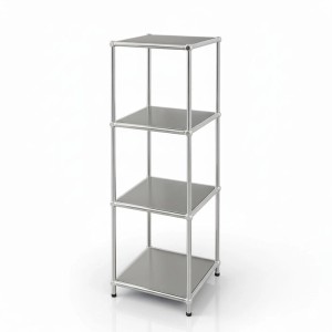 Schlankes Metallregal Concept Epure, grau, mit 4 verchromten Ablagen, 30x30x89 cm. Ideal für Bad & Küche.