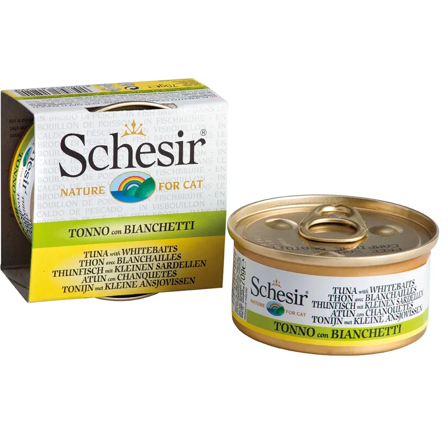 Schesir Katzen-Nassfutter Cat Brühe Thunfisch mit kleinen Sardellen 70 g