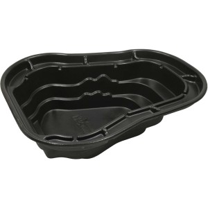 Schwarzer Ubbink Fertigteich Ocean II mit Pflanzzonen, 2000 l Volumen.