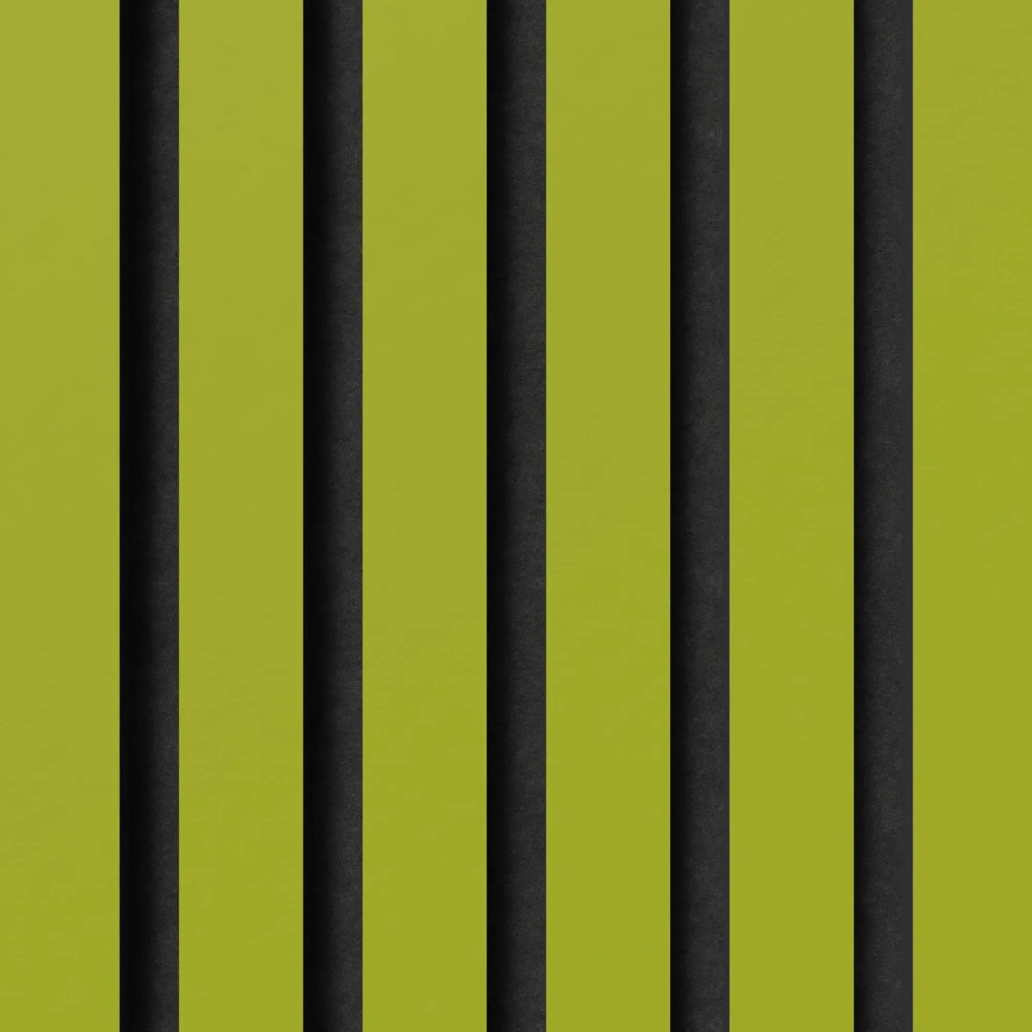 Akustikpaneel-Muster: Linoleum Spring Green mit schwarzen Filzstreifen für Wand- und Deckenverkleidung.