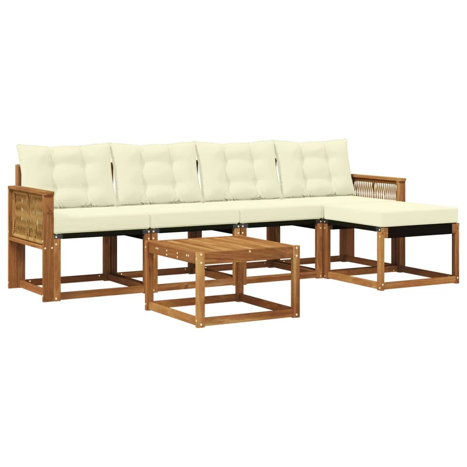 vidaXL Outdoor-Sofagarnitur mit Kissen 6 Stk Natur und Creme 3381906
