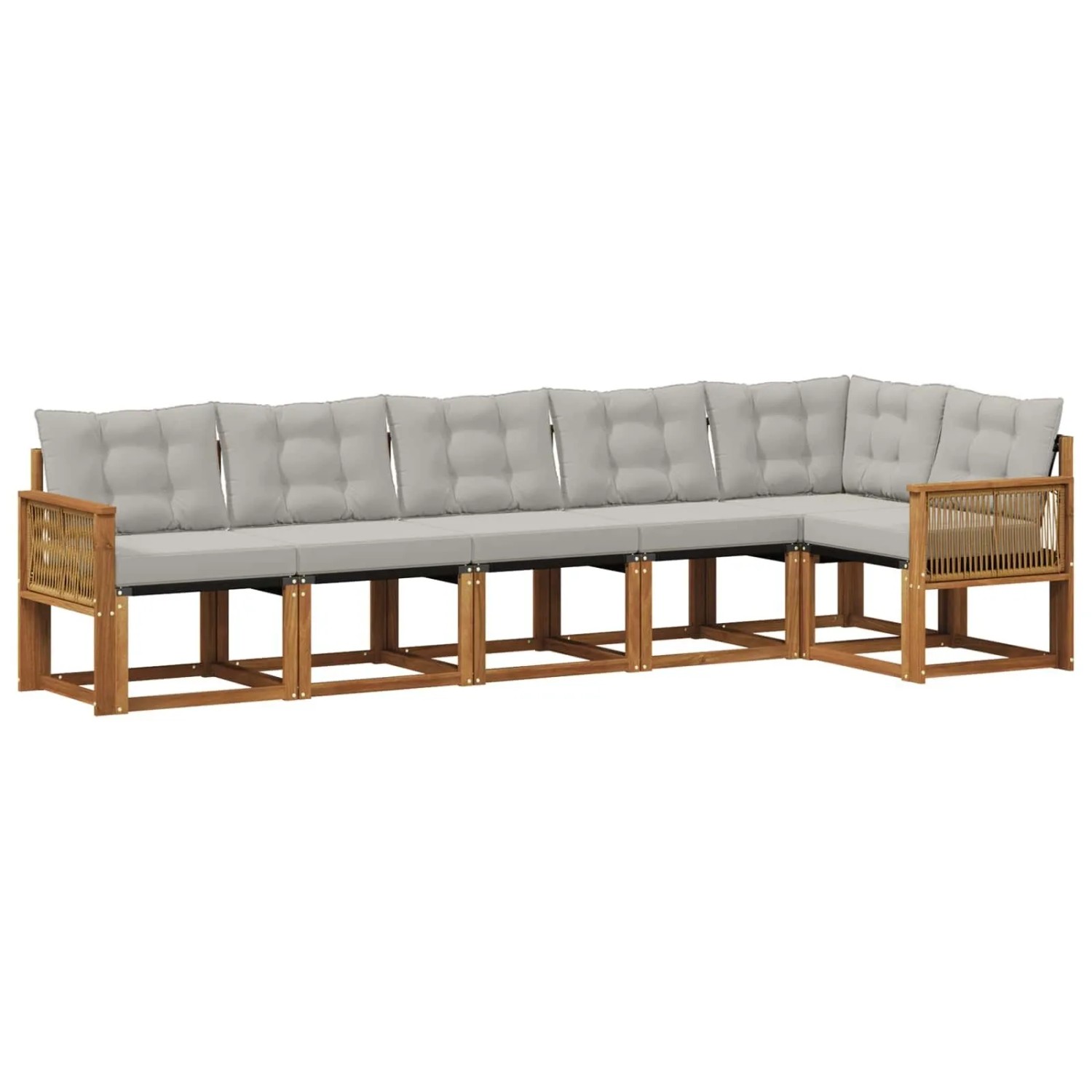 vidaXL Outdoor-Sofagarnitur mit Kissen 6 Stk Natur und Hellgrau 3381987