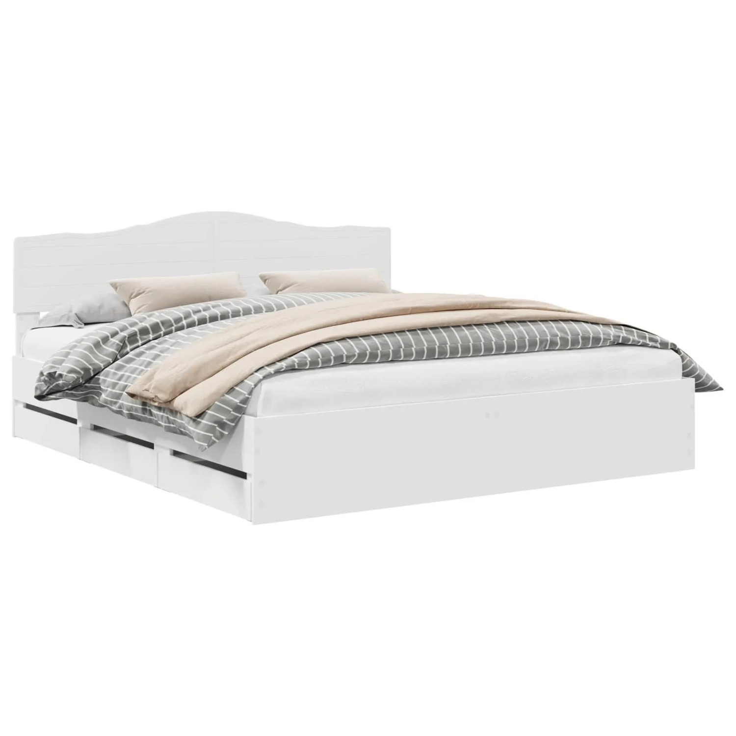 vidaXL Bettrahmen mit Schubladen Weiß 200 x 200 cm Ingenieurs Holz 3412970 günstig online kaufen