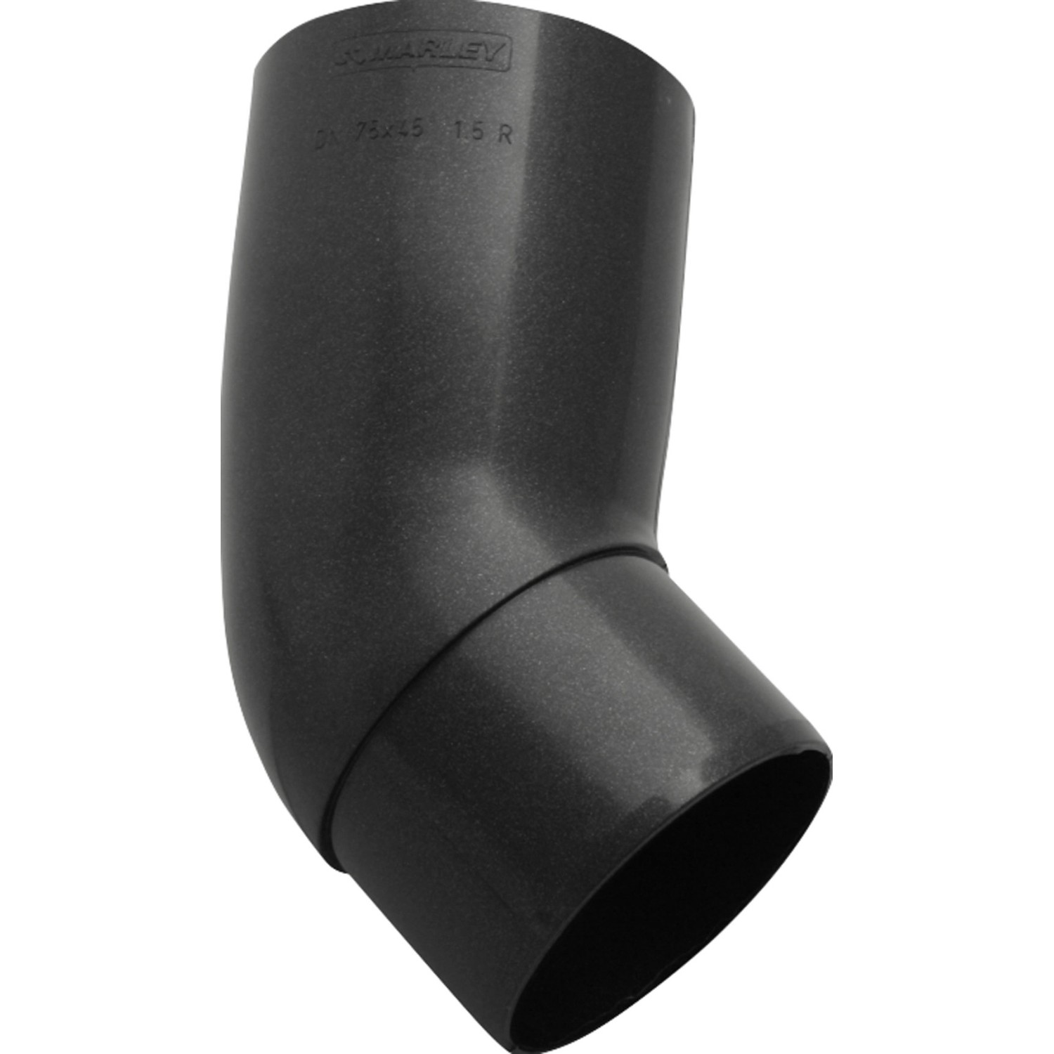 Marley Rohrbogen 45° DN 105 in Anthrazit-Metallic für Kunststoff-Dachrinnen.