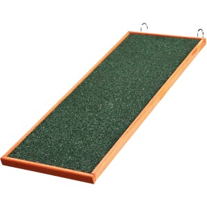 Trixie Holzrampe Natura für Nagerställe, 20x50 cm, Kiefernholz mit grüner Lauffläche.