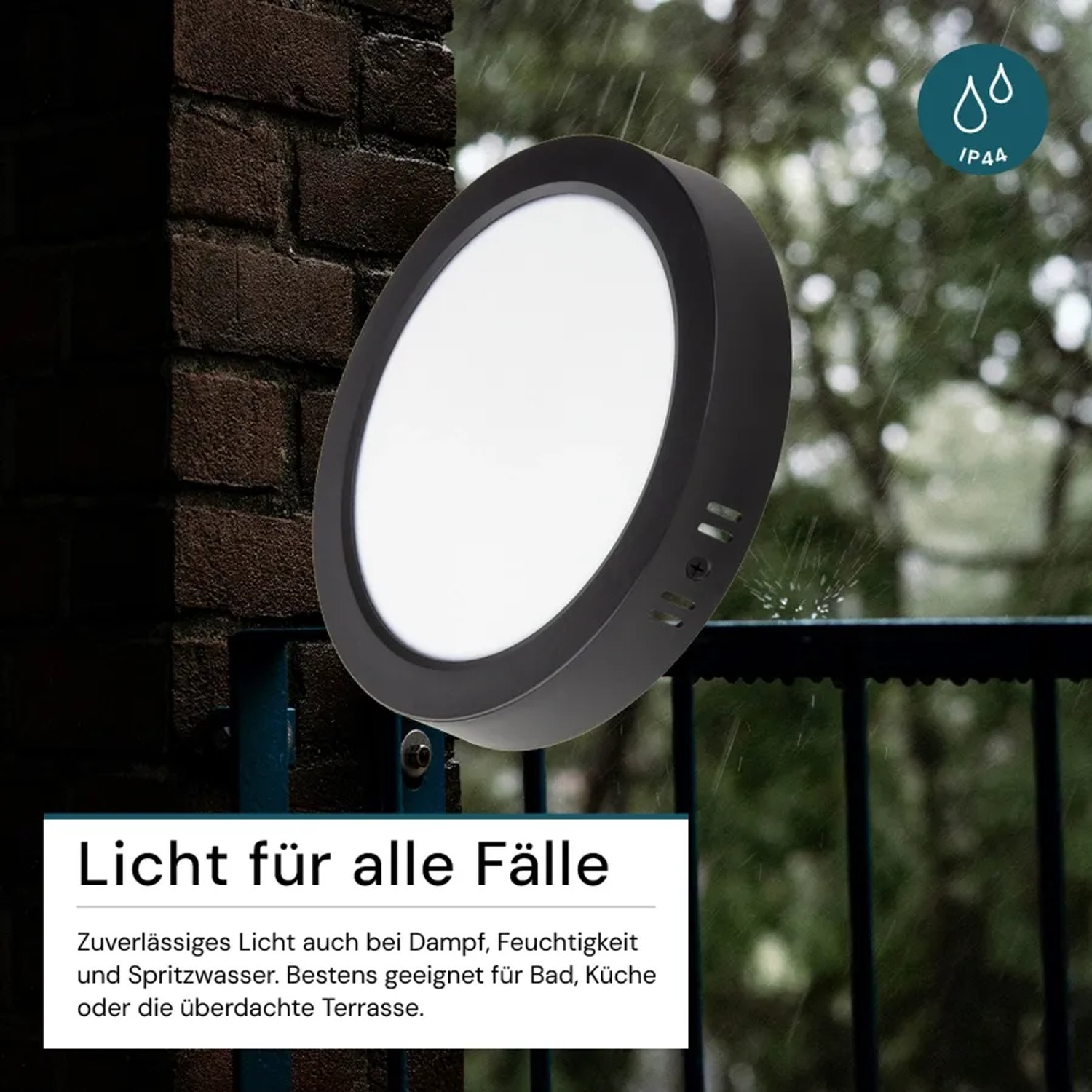LUXULA LED Aufbauleuchte 24W IP44-Geschützt 2400lm Lichtfarbe Einstellbar CCT Deckenleuchte Rund Ø229x34mm Badezimmerlampe Schwarz_4