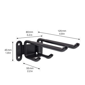 Wagner Wandhaken Hooks4tools Double, 125x80x45mm, Stahl schwarz, zur Werkzeugaufhängung.