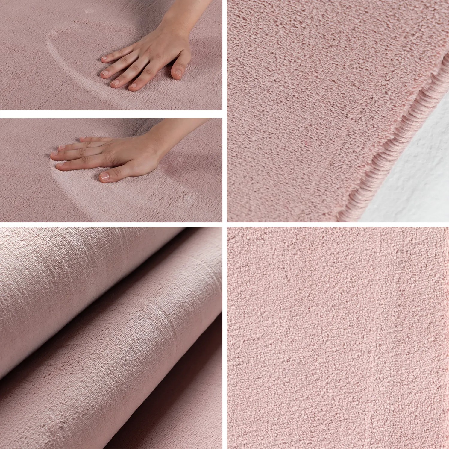Ayyildiz Kurzflorteppich Sky 5400 in Rosa, Ø 160 cm, Detailansichten der weichen Textur.