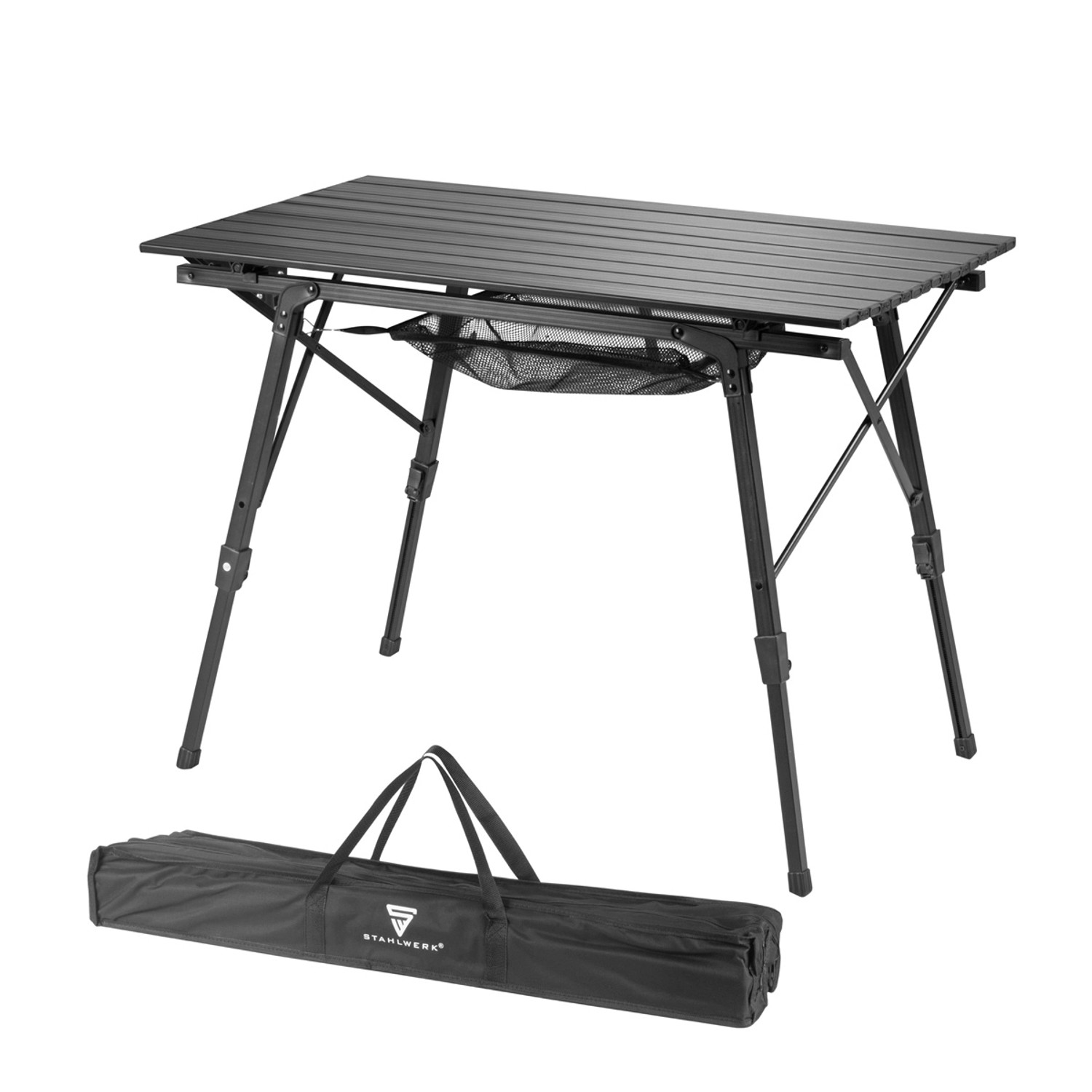 STAHLWERK Campingtisch CT-30 ST Faltbarer und Höhenverstellbarer Alu-Klapptisch