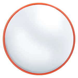 Roter ECD Germany Verkehrsspiegel, 30 cm, konvex, mit Halterung für Carport und Garage.