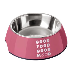 Hunter Hundenapf Chester Pink, 350ml, Melamin-Gehäuse mit Edelstahlnapf und Aufschrift.