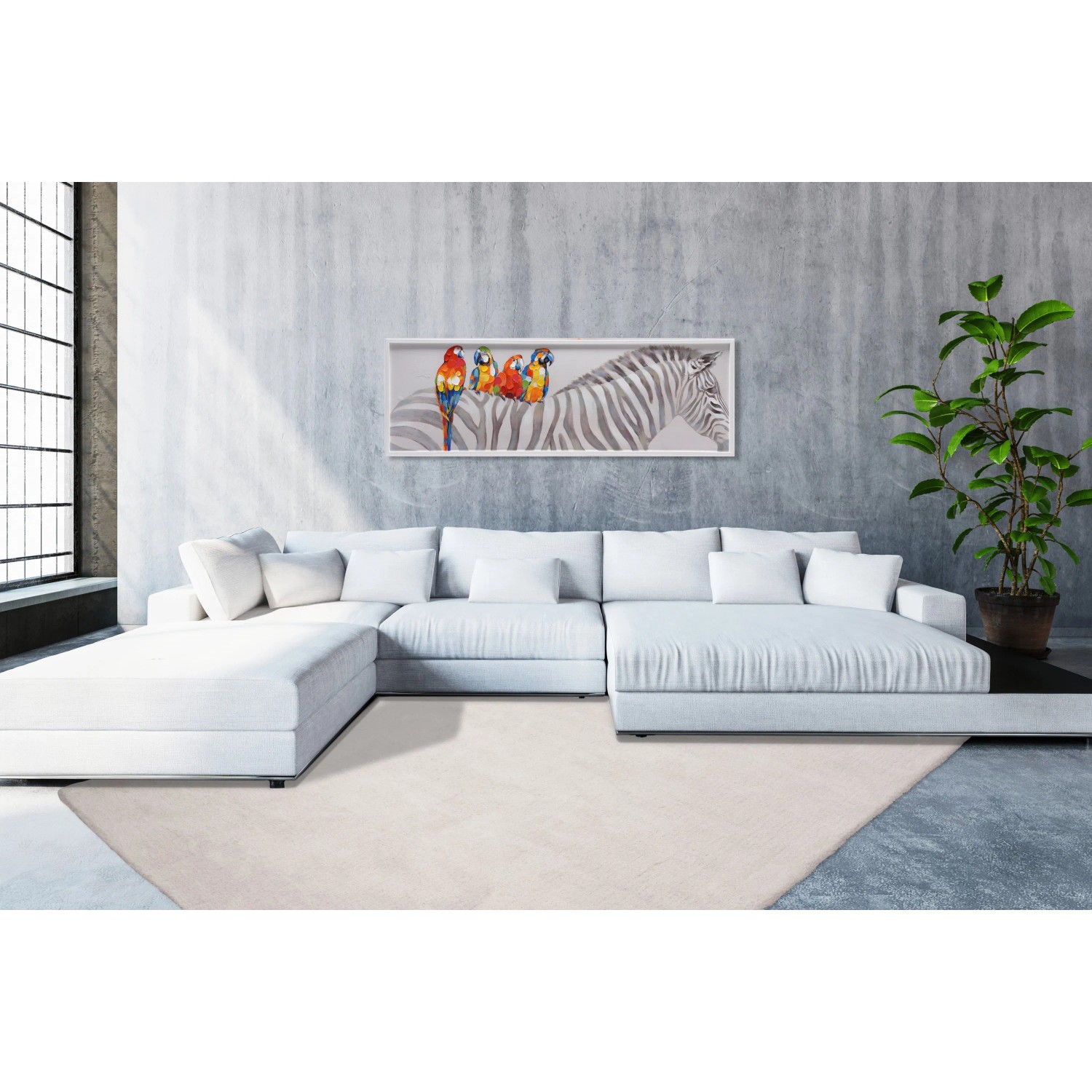 Lalee Kurzflorteppich Velluto 400 Ivory, 80x150 cm, im Wohnzimmer.