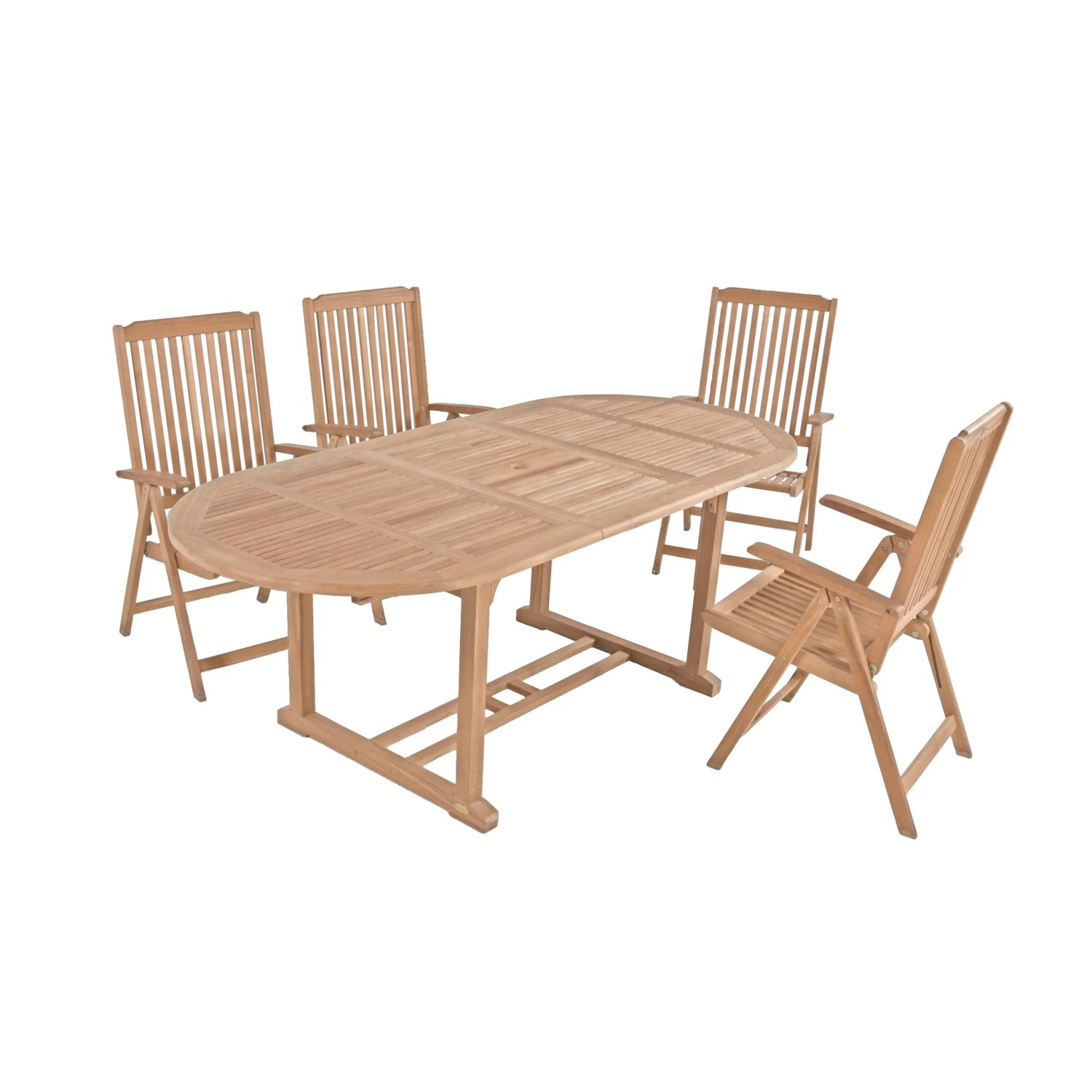 DELUKE Garten-Sitzgruppe MANUEL 5-tlg. Teak Teakbraun Gartenmöbel-Set Gartengarnitur Garten-Essgruppe Stühle B Esstisch