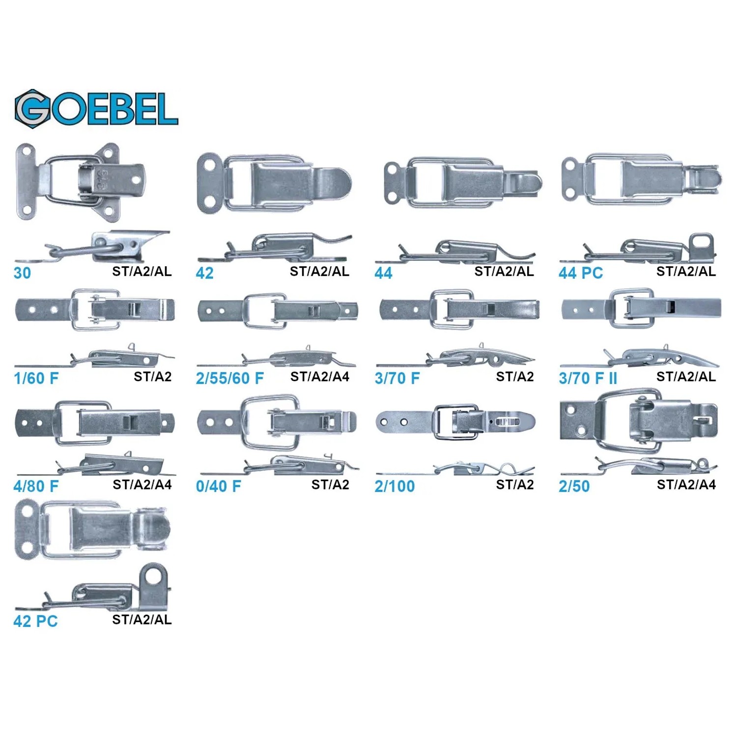 GOEBEL Spannverschlüsse, verschiedene Modelle aus Aluminium, für Kisten, Koffer und mehr.