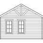 Illustration: Skan Holz Gartenhaus Bern, 420x420 cm, mit zwei Fenstern und Dachlattung.